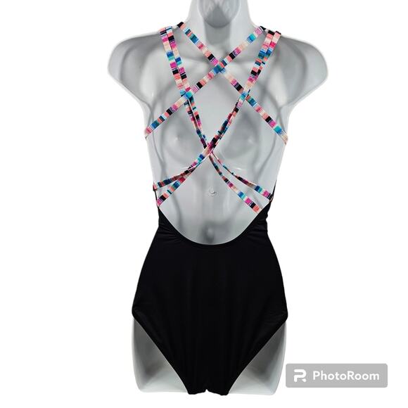 La Blanca Multi-Strap Black One-piece Swimsuit Women's 8 - Picture 5 of 7